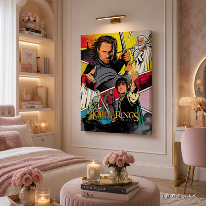 The Lord of the Rings: The Return of the King Premium Canvas Wall Art – Comic Style Fantasy Movie Artwork | Middle-earth Decor | IBRELIA™
