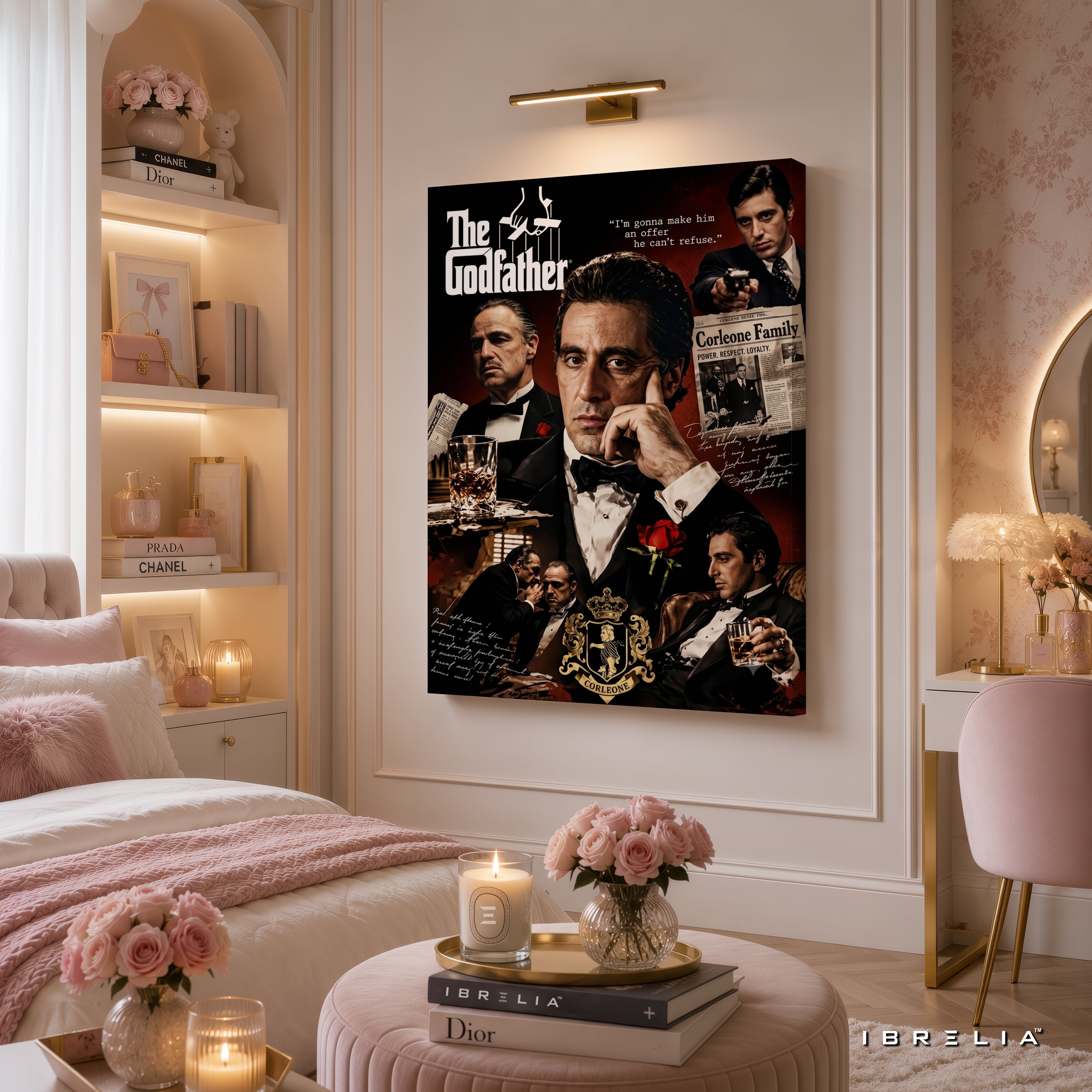 The Godfather Premium Canvas Wall Art – Corleone Family Movie Collage Poster | Mafia Film Decor | IBRELIA™