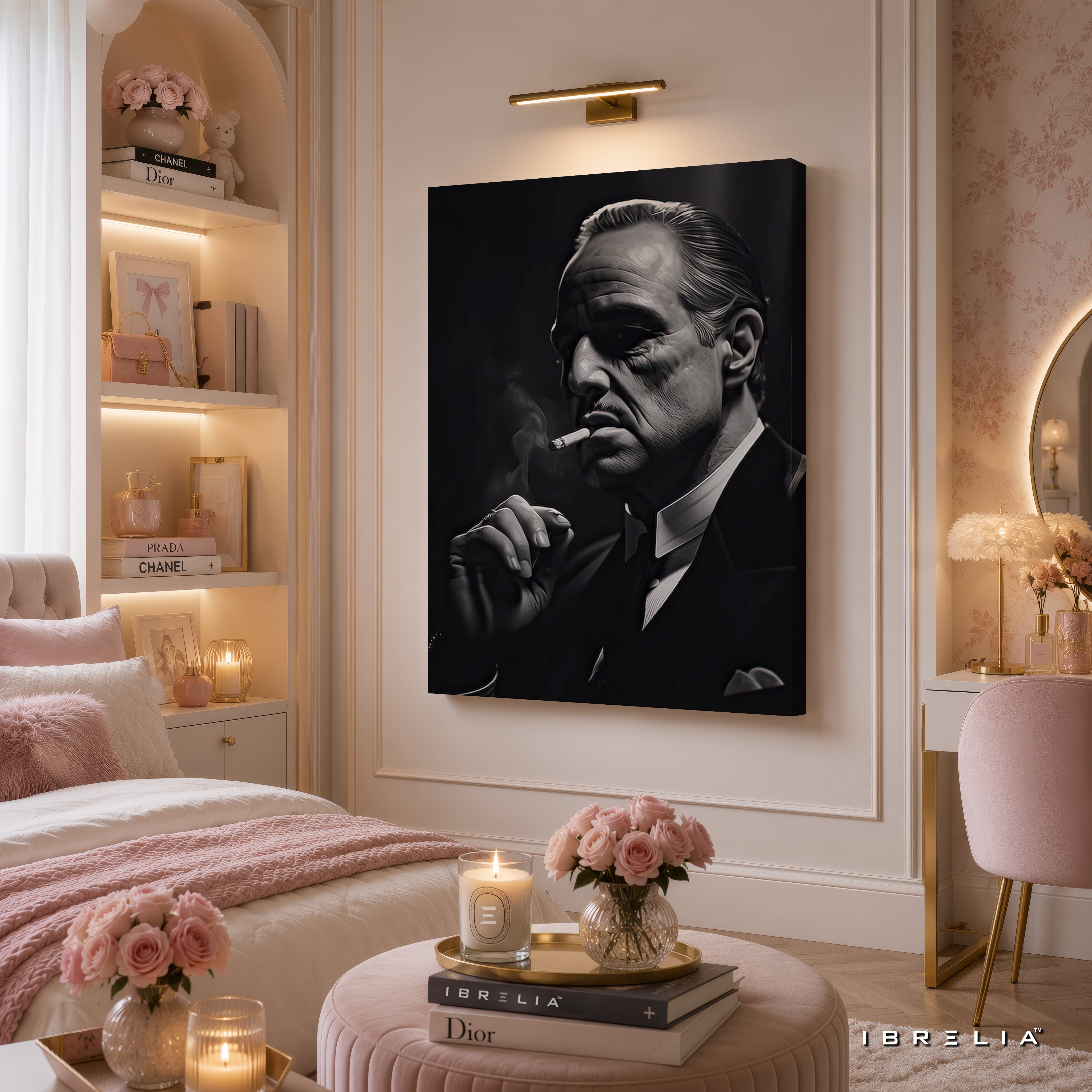The Godfather Black & White Wall Art – Don Vito Corleone Premium Movie Wall Decor | IBRELIA™