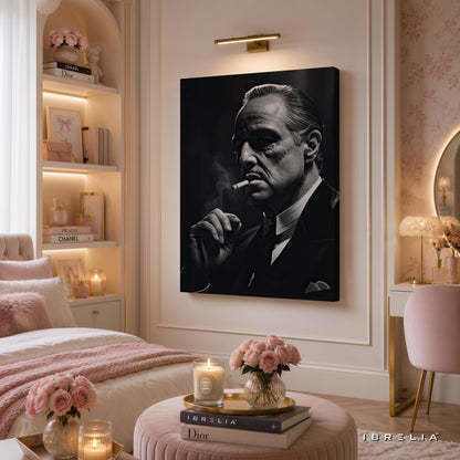 The Godfather Black & White Wall Art – Don Vito Corleone Premium Movie Wall Decor | IBRELIA™