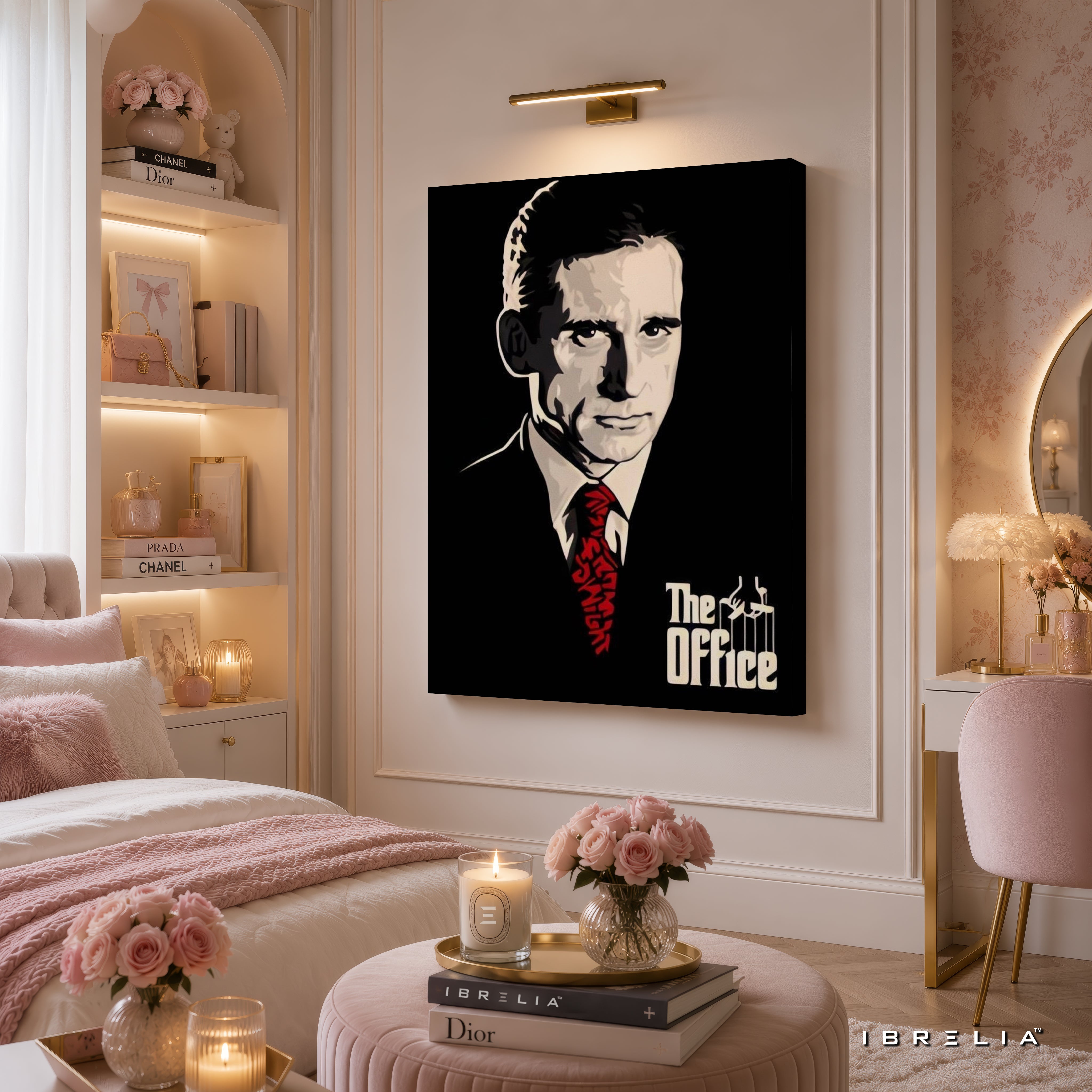The Office Michael Scott "The Godfather" Wall Art – Minimalist Mafia Style Portrait 4K Wrapped MDF Frame | IBRELIA™