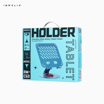 Remax RM-C60 Precision Alloy Rotating Tablet Holder | 360° Adjustable Stand | Heavy-Duty Metal Tablet Dock | IBRELIA™