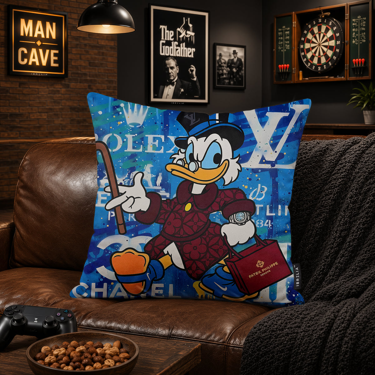 Scrooge McDuck Luxury Millionaire Pop Art Cushion | Premium Velvet Suede | Double-Sided Print