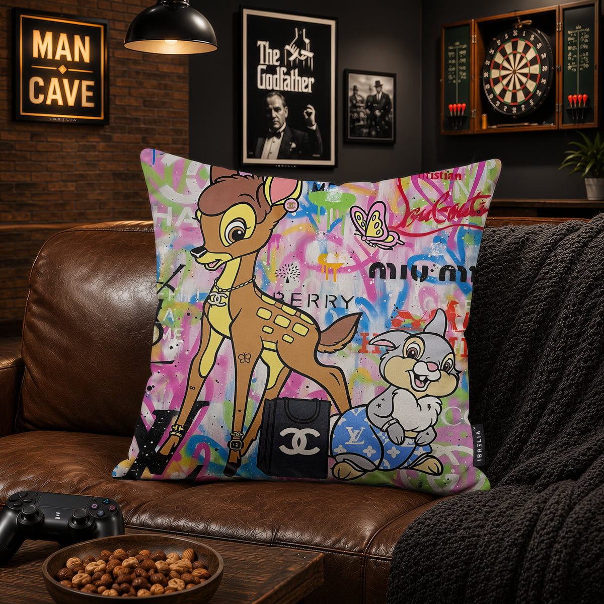 Bambi & Thumper Luxury Friendship Pop Art Cushion | Premium Velvet Suede | Double-Sided Print
