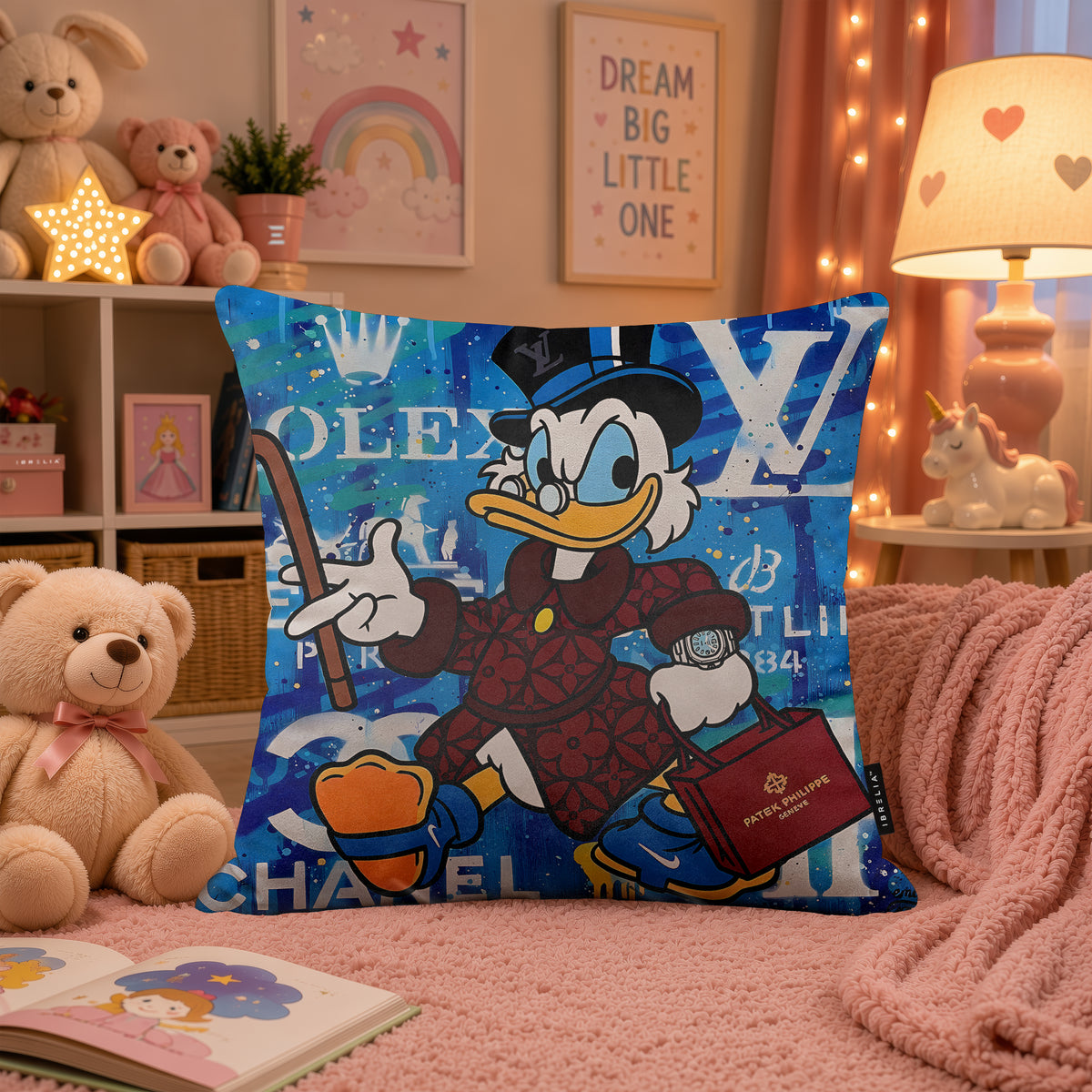 Scrooge McDuck Luxury Millionaire Pop Art Cushion | Premium Velvet Suede | Double-Sided Print