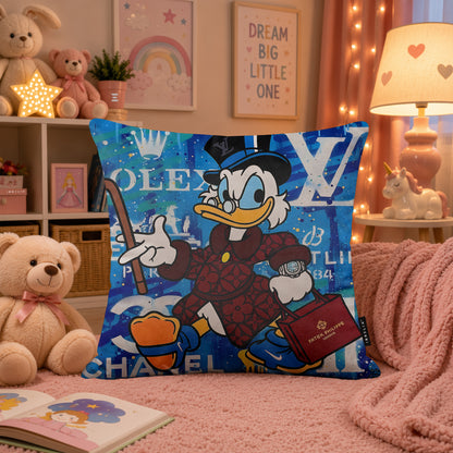 Scrooge McDuck Luxury Millionaire Pop Art Cushion | Premium Velvet Suede | Double-Sided Print
