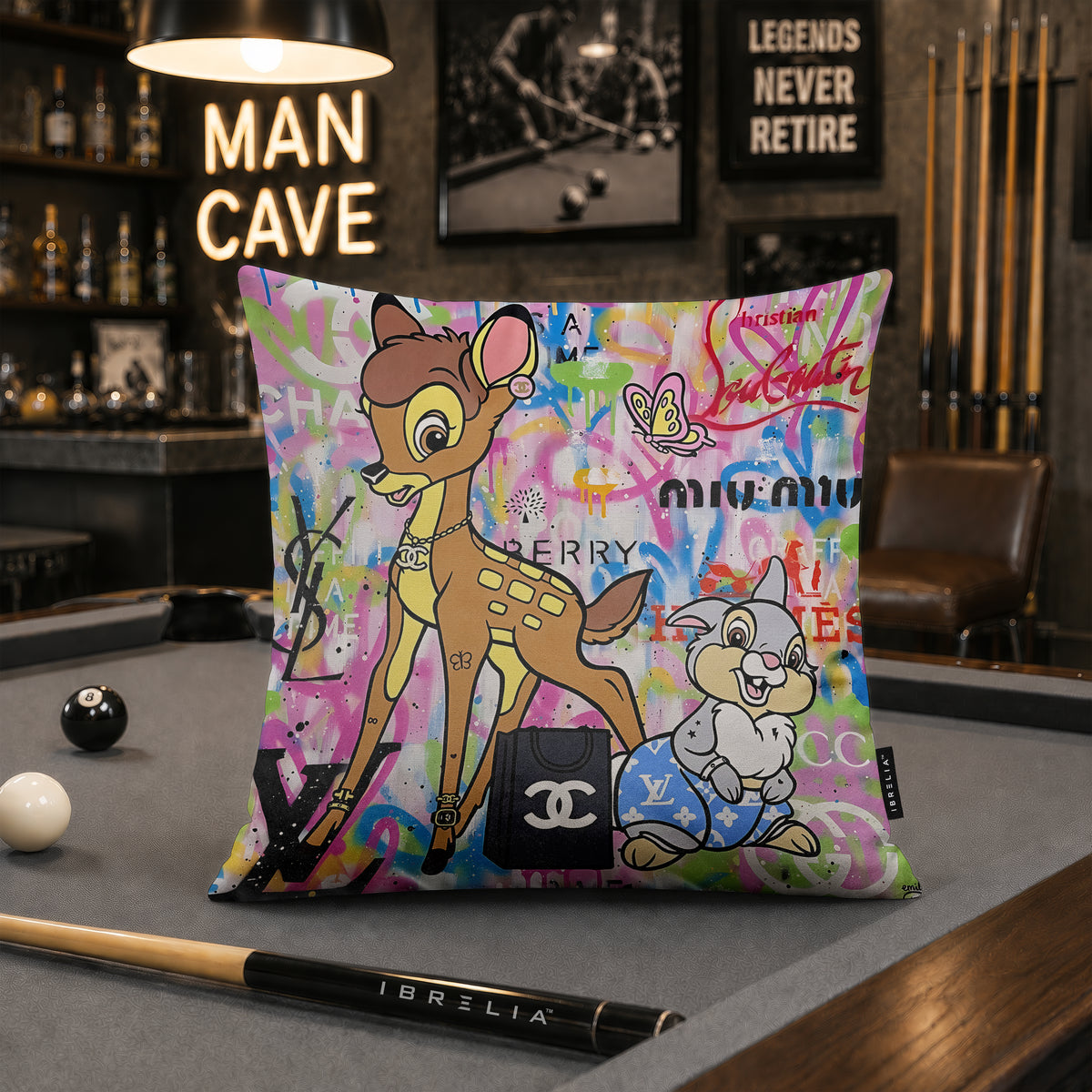 Bambi & Thumper Luxury Friendship Pop Art Cushion | Premium Velvet Suede | Double-Sided Print