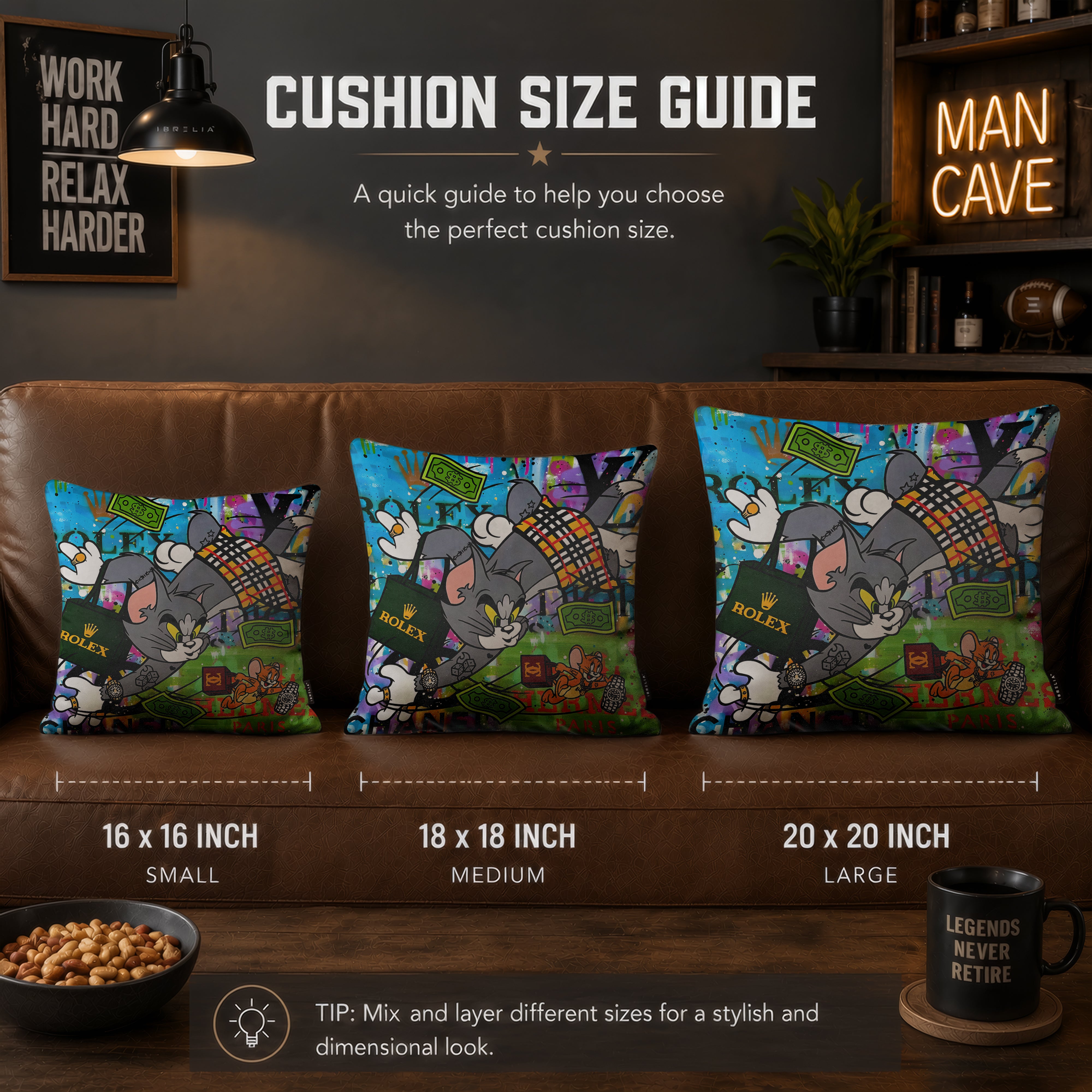 Tom & Jerry Luxury Money Pop Art Cushion | Premium Velvet Suede | Double-Sided Print
