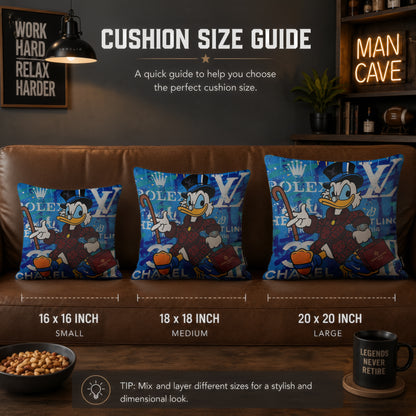 Scrooge McDuck Luxury Millionaire Pop Art Cushion | Premium Velvet Suede | Double-Sided Print