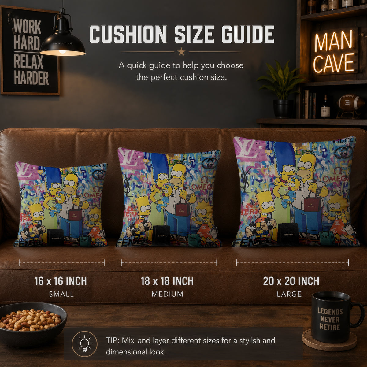 The Simpsons Family Luxury Shopping Pop Art Cushion | Premium Velvet Suede | Double-Sided Print