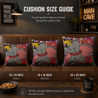 Dumbo Luxury Fashion Pop Art Cushion | Premium Velvet Suede | Double-Sided Print