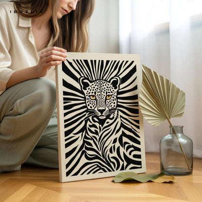 Monochrome Jungle Leopard Wall Frame | 4K Ultra Wrap Frame Wall Art in Pakistan | IBRELIA™ - IBRELIA