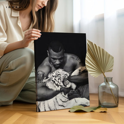 Mike Tyson & White Tiger Wall Art – Power Meets Majesty | IBRELIA™ - IBRELIA