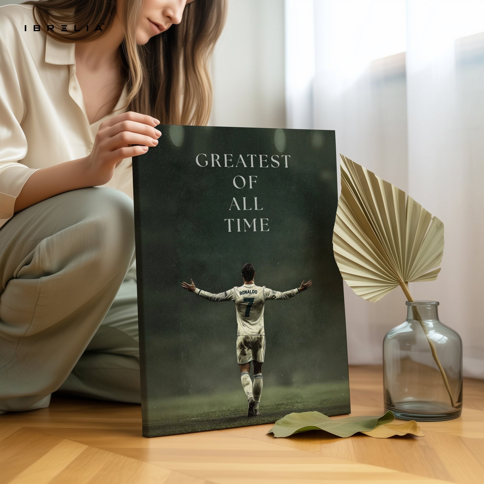 Cristiano Ronaldo “Greatest of All Time” Wall Frame | 4K Ultra Wrap Frame Wall Art in Pakistan | IBRELIA™ - IBRELIA