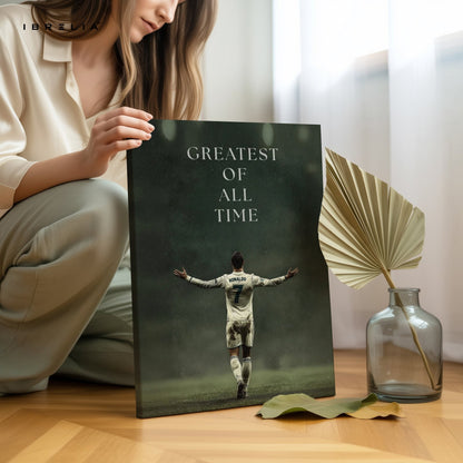 Cristiano Ronaldo “Greatest of All Time” Wall Frame | 4K Ultra Wrap Frame Wall Art in Pakistan | IBRELIA™ - IBRELIA