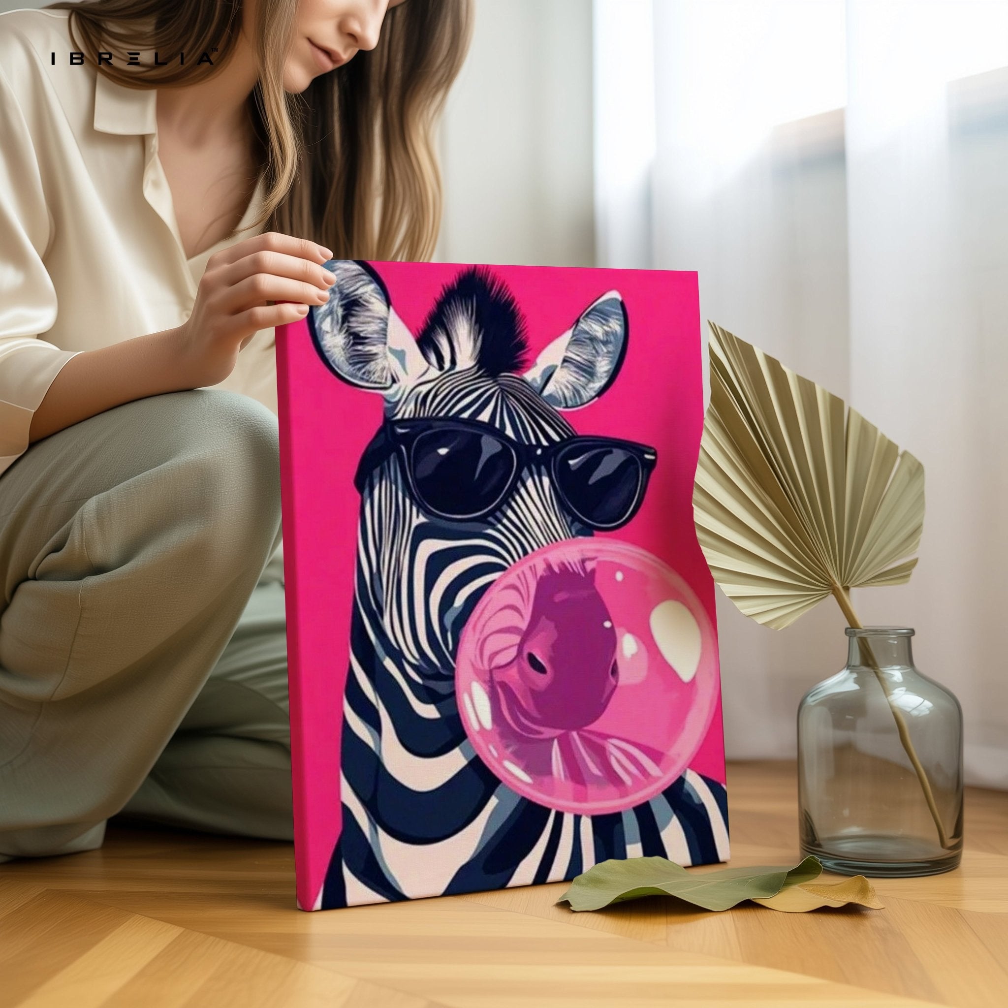 Bubblegum Zebra Wall Frame | 4K Ultra Wrap Frame Wall Art in Pakistan | IBRELIA™ - IBRELIA