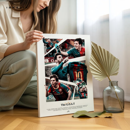 Lionel Messi “The G.O.A.T” – Barcelona Legacy Wall Frame | 4K Ultra Wrap Frame Wall Art in Pakistan | IBRELIA™ - IBRELIA