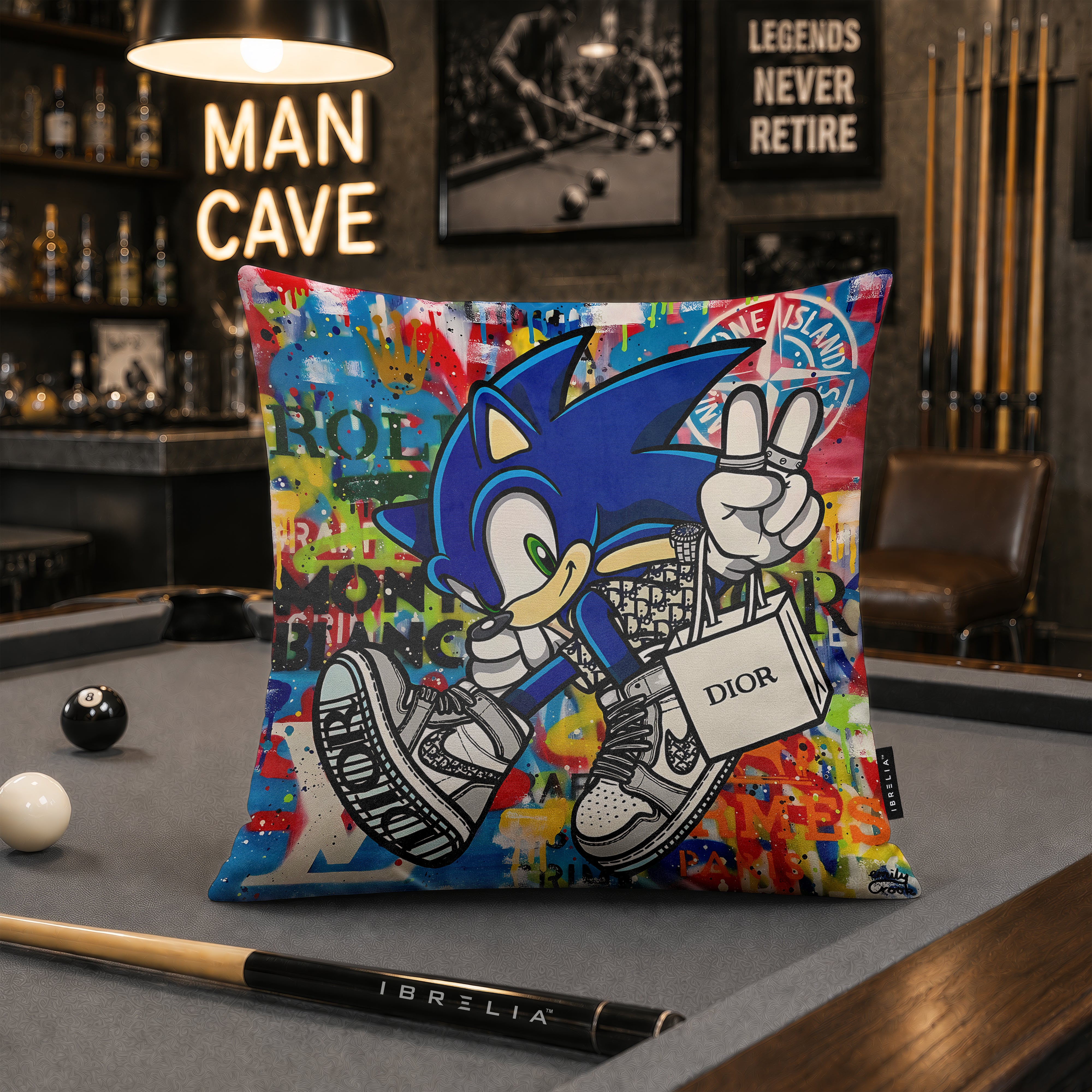 Sonic Luxury Streetwear Pop Art Cushion | Premium Velvet Suede | Double-Sided Print