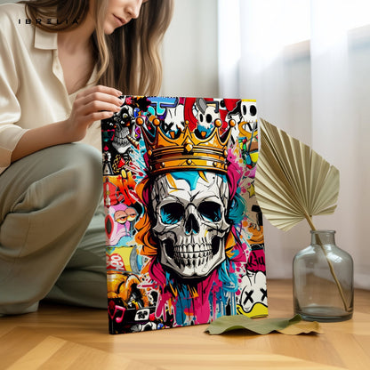 Crowned Skull Graffiti Wall Frame | 4K Ultra Wrap Frame Wall Art in Pakistan | IBRELIA™ - IBRELIA