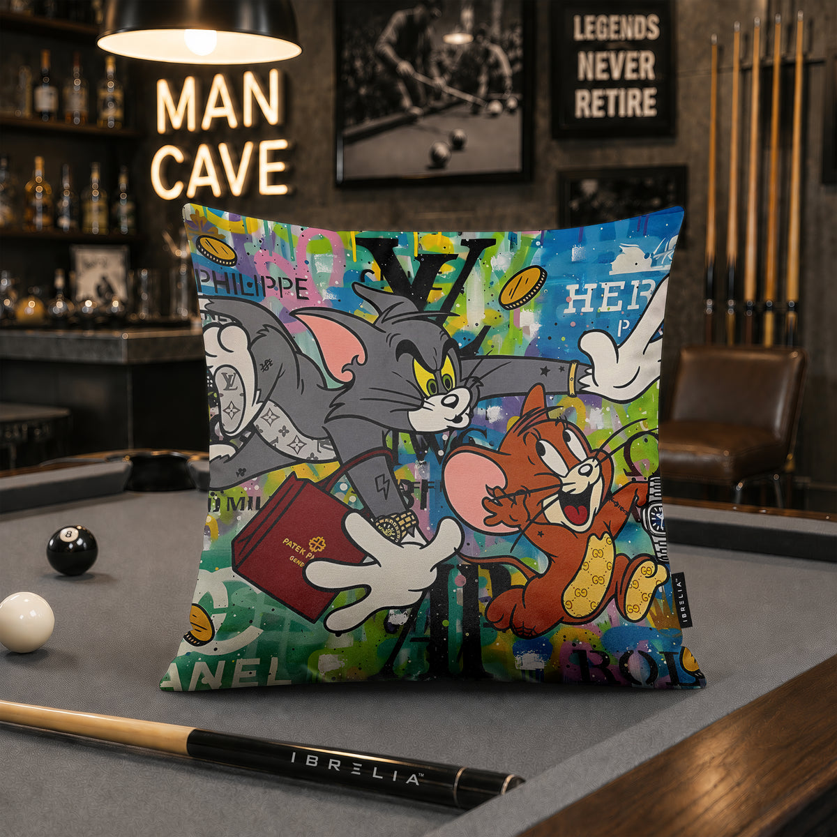 Tom & Jerry Luxury Money Pop Art Cushion | Premium Velvet Suede | Double-Sided Print