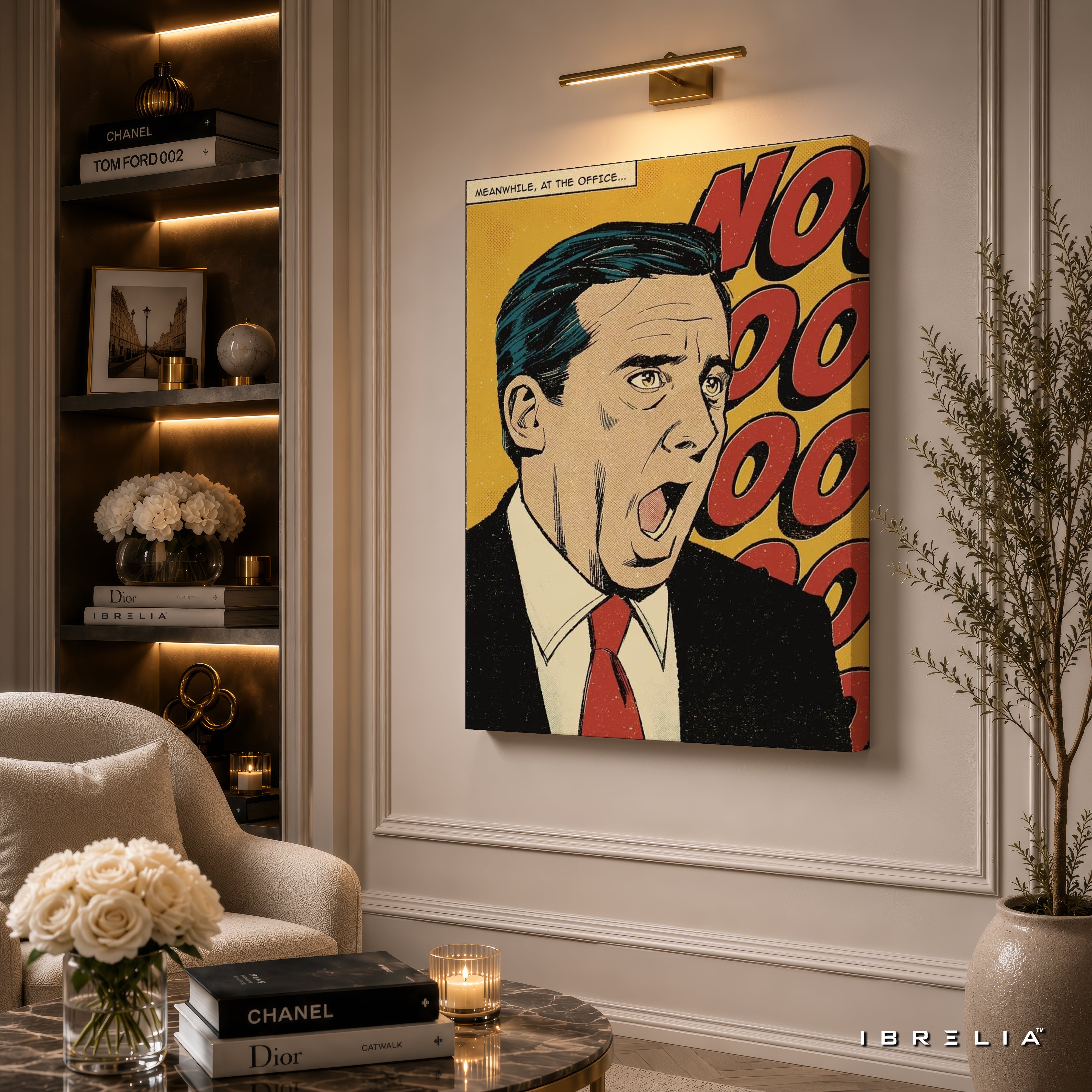 The Office "NOOO!" Michael Scott Premium Wall Art – Vintage Comic Pop Art 4K Wrapped MDF Frame | IBRELIA™