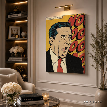 The Office "NOOO!" Michael Scott Premium Wall Art – Vintage Comic Pop Art 4K Wrapped MDF Frame | IBRELIA™