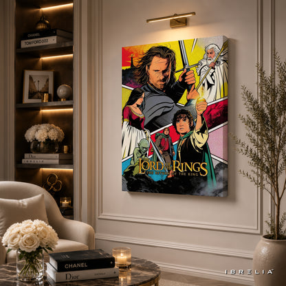 The Lord of the Rings: The Return of the King Premium Canvas Wall Art – Comic Style Fantasy Movie Artwork | Middle-earth Decor | IBRELIA™