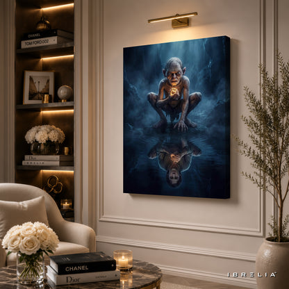 Gollum & The One Ring Premium Canvas Wall Art – Lord of the Rings Fantasy Artwork | Middle-earth Movie Decor | IBRELIA™