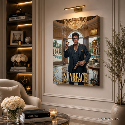 Scarface Movie Wall Art – Tony Montana Luxury Mansion Premium Wrapped MDF Wall Decor | IBRELIA™