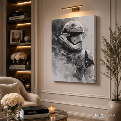 Stormtrooper Premium Canvas Wall Art – Star Wars Black & White Poster | First Order Sci-Fi Decor | IBRELIA™