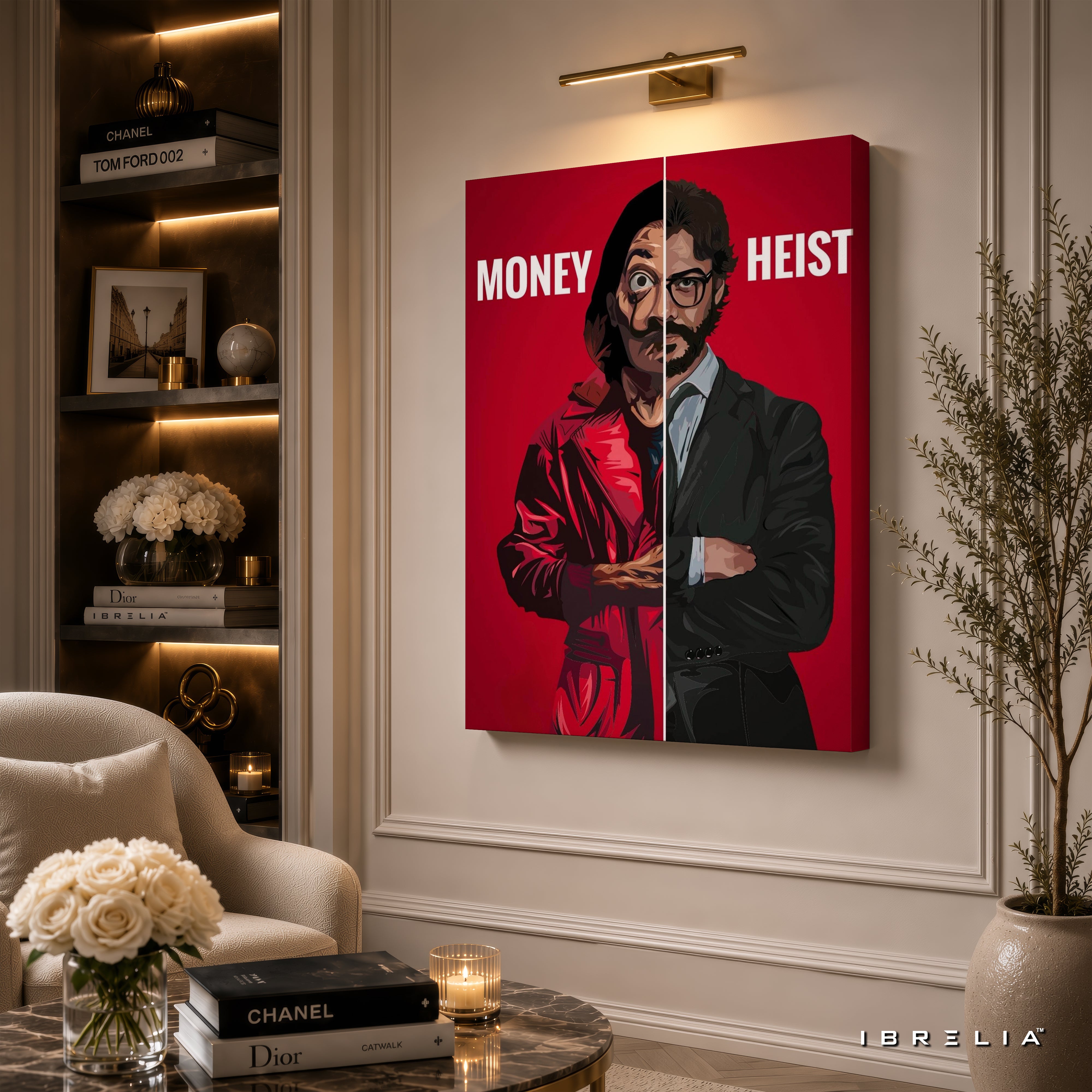 Money Heist Professor Split Premium Wall Art – La Casa de Papel 4K Wrapped MDF Frame | IBRELIA™