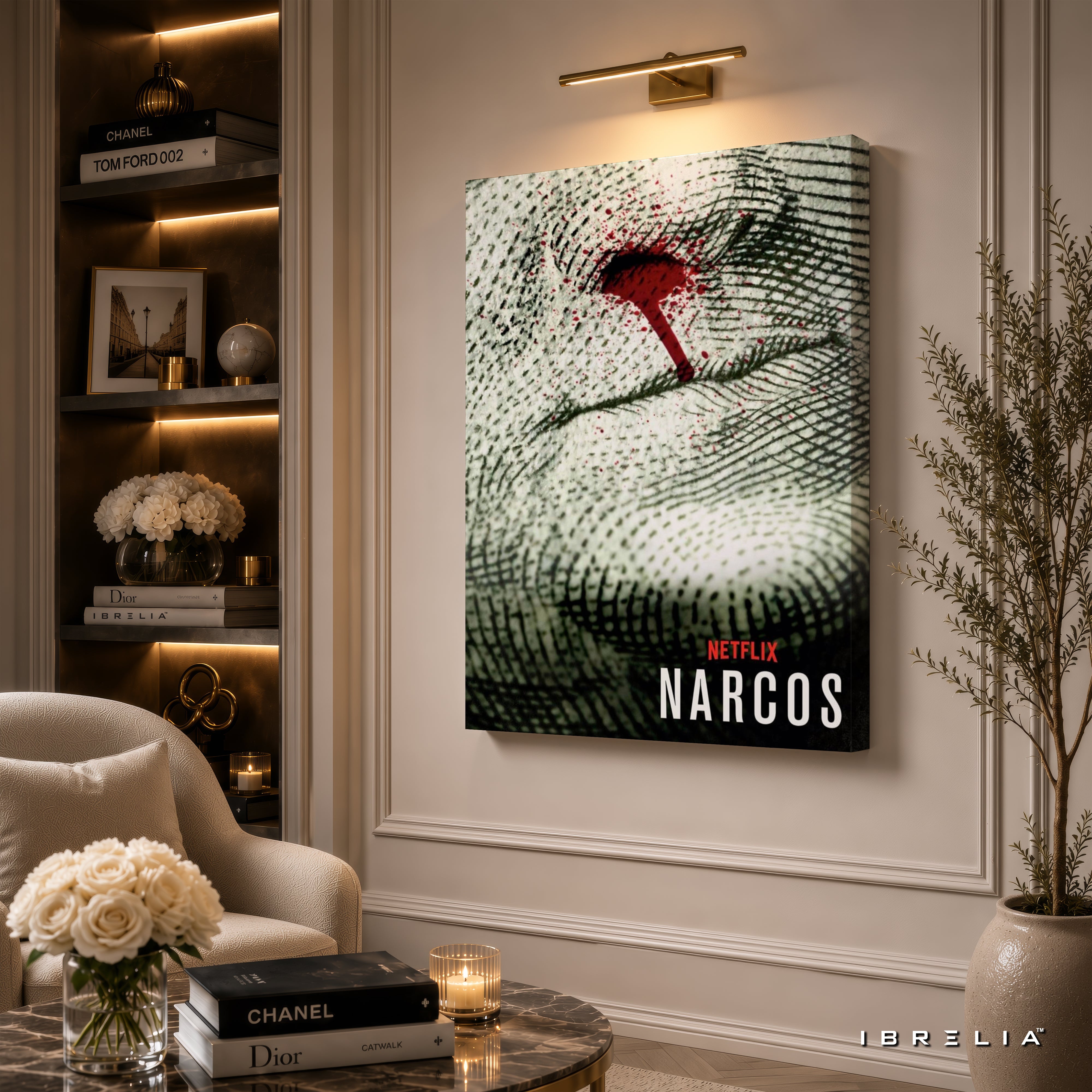 Narcos Fingerprint Premium Wall Art – Netflix Inspired Crime Series 4K Wrapped MDF Frame | IBRELIA™