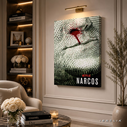 Narcos Fingerprint Premium Wall Art – Netflix Inspired Crime Series 4K Wrapped MDF Frame | IBRELIA™