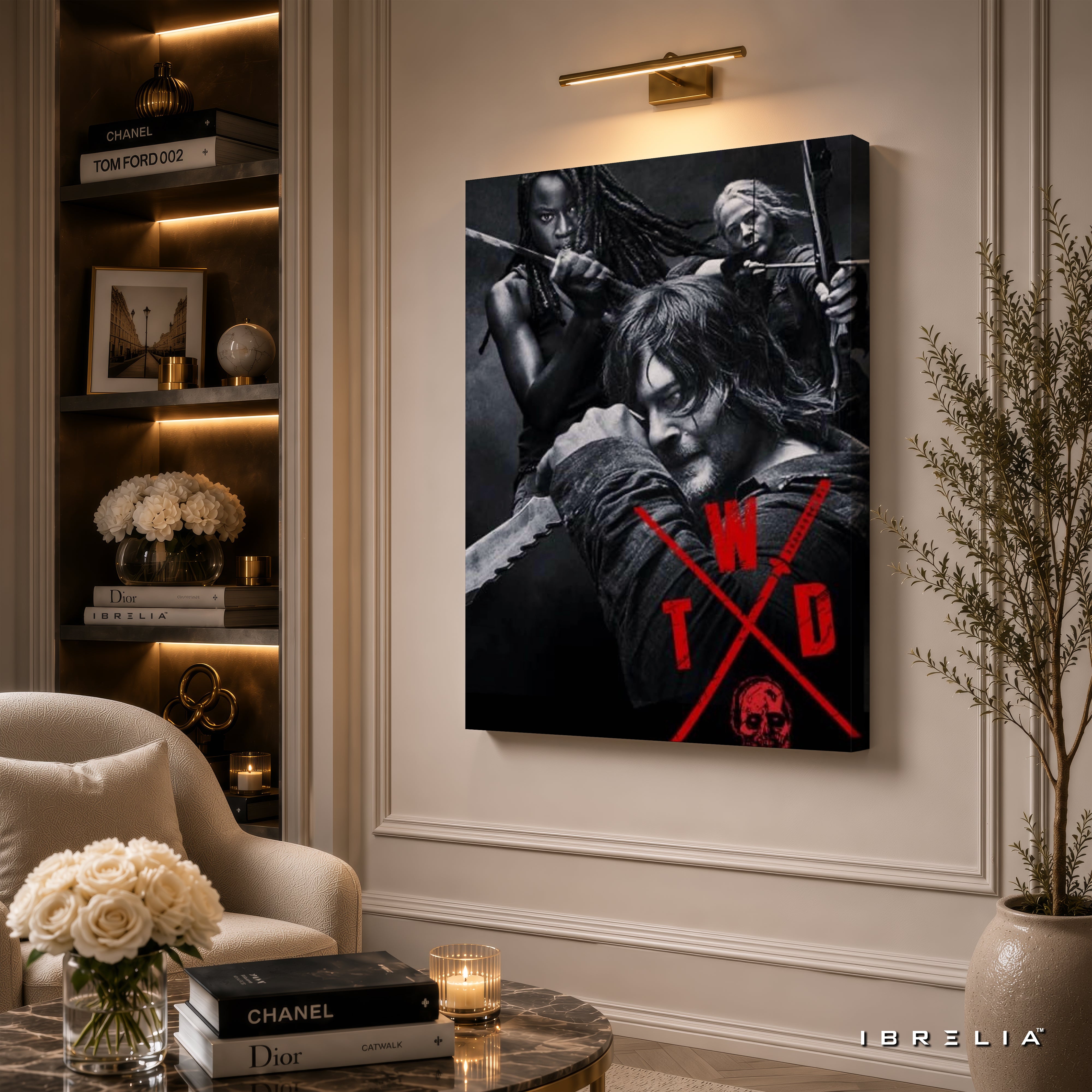 The Walking Dead Premium Wall Art – Daryl Dixon, Michonne & Carol 4K Wrapped MDF Frame | IBRELIA™