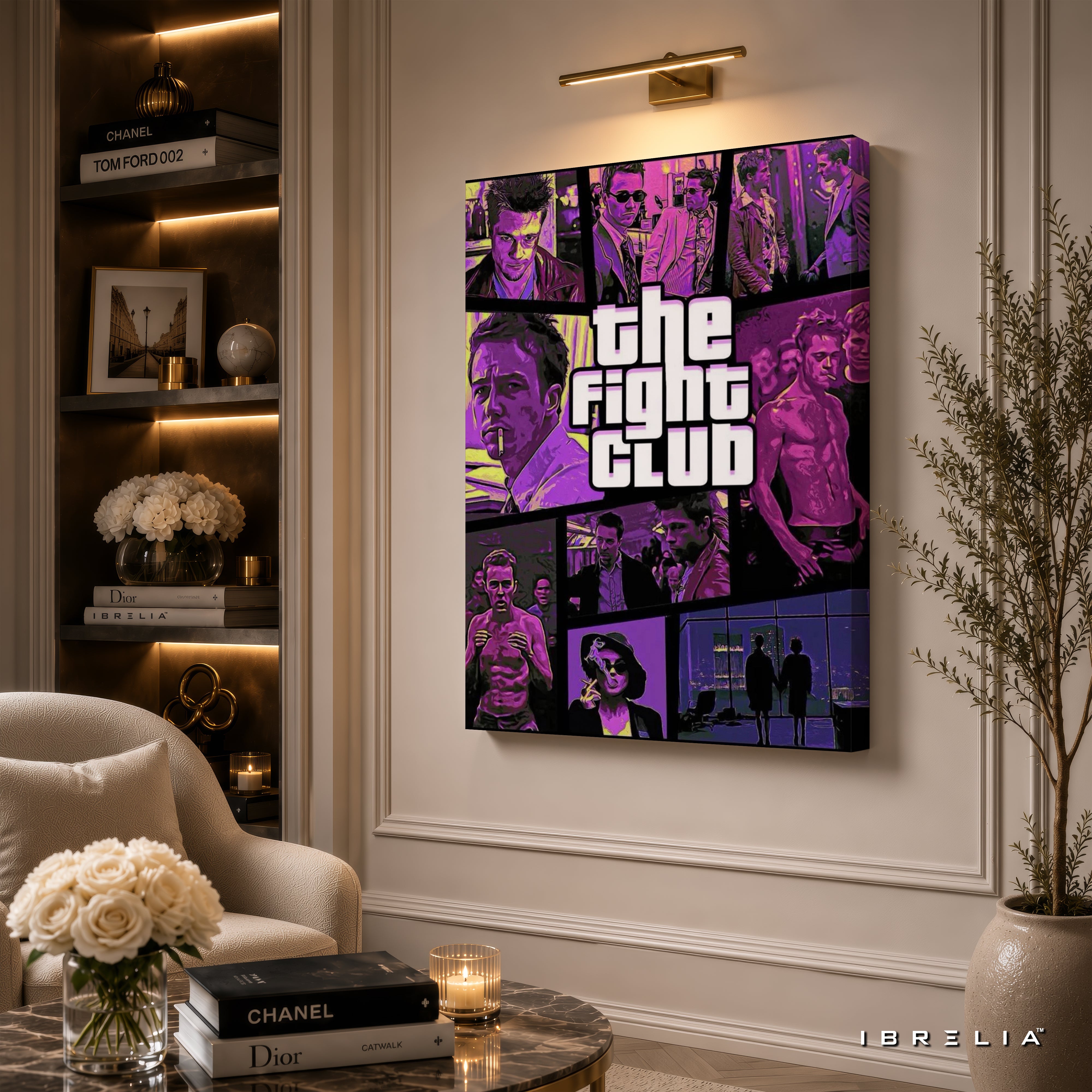 The Fight Club Premium Canvas Wall Art – Tyler Durden & Narrator Collage Movie Artwork | Cult Classic Cinema Decor | IBRELIA™