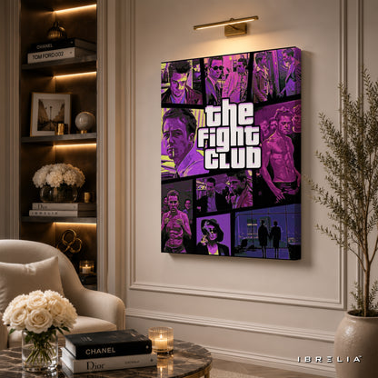 The Fight Club Premium Canvas Wall Art – Tyler Durden & Narrator Collage Movie Artwork | Cult Classic Cinema Decor | IBRELIA™
