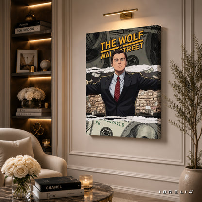 The Wolf of Wall Street Jordan Belfort Canvas Wall Art – Premium Money & Success Movie Decor | IBRELIA™