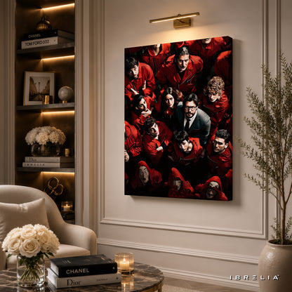 Money Heist Team Premium Wall Art – La Casa de Papel Crew 4K Wrapped MDF Frame | IBRELIA™