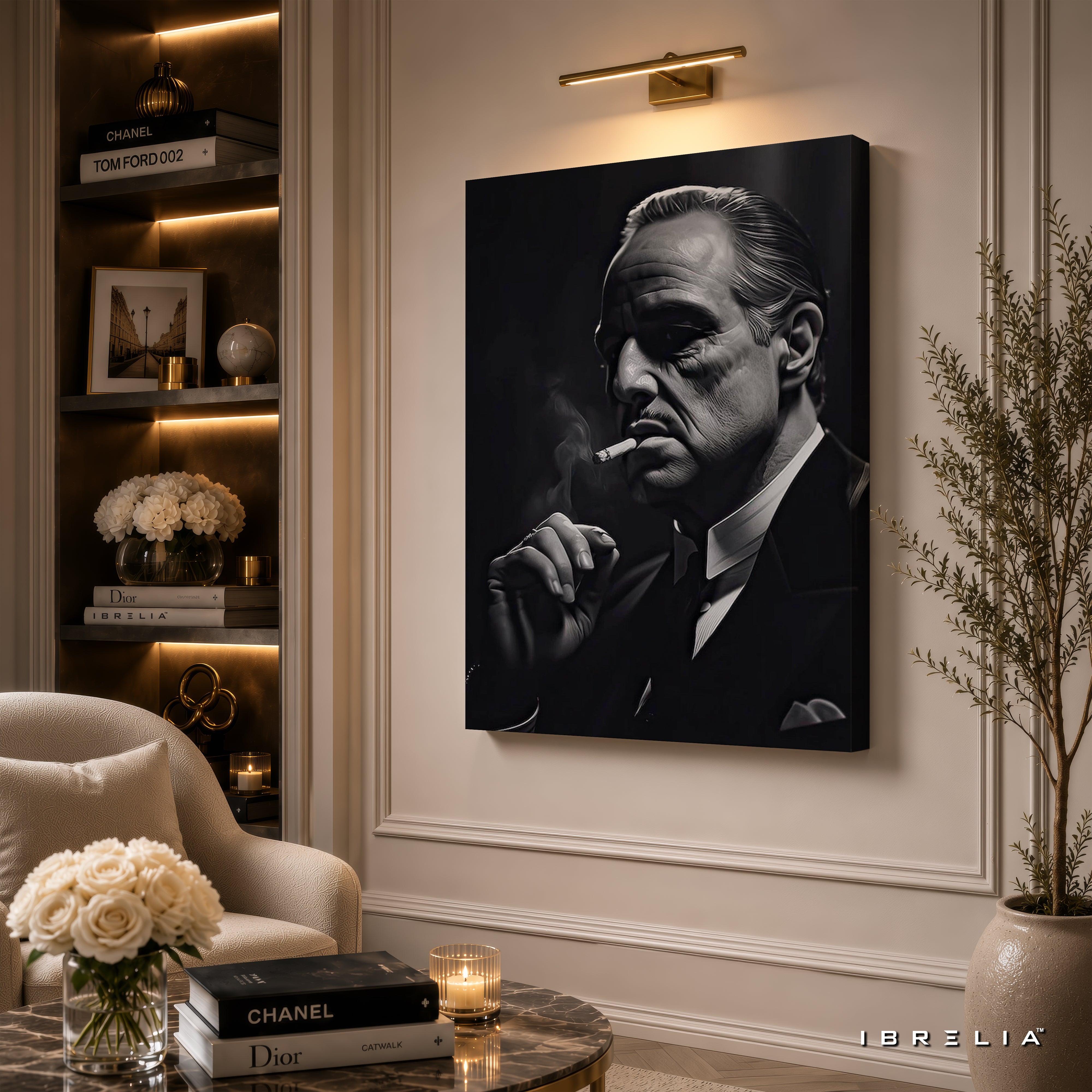 The Godfather Black & White Wall Art – Don Vito Corleone Premium Movie Wall Decor | IBRELIA™