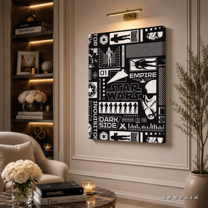 Star Wars Dark Side Blueprint Premium Canvas Wall Art – Imperial Empire Graphic Design | Sci-Fi Movie Decor | IBRELIA™