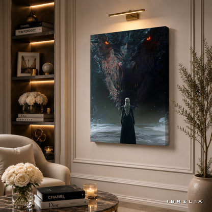 Daenerys Targaryen & Drogon Premium Wall Art – Game of Thrones 4K Wrapped MDF Frame | IBRELIA™