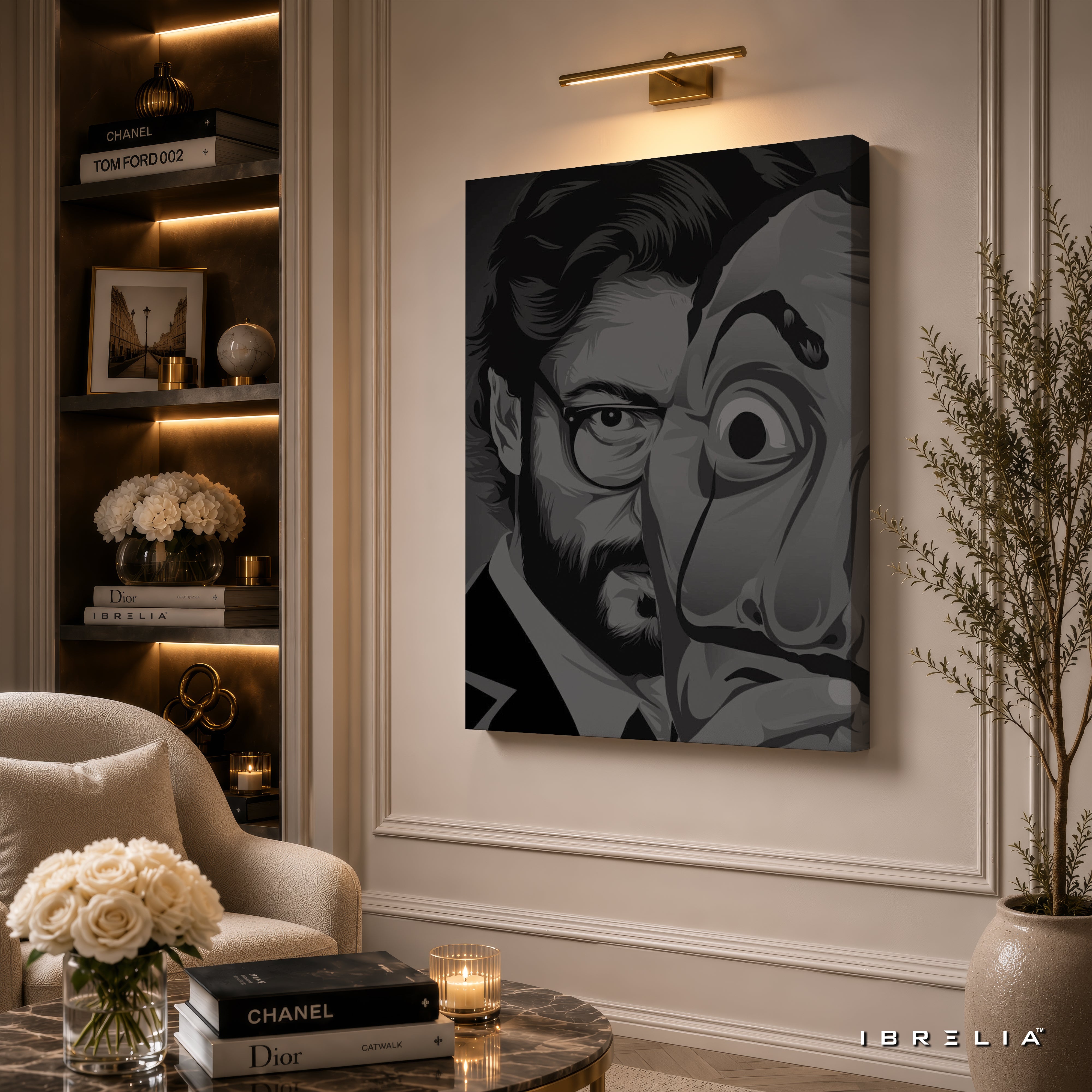 The Professor & Dali Mask Premium Wall Art – Money Heist La Casa de Papel 4K Wrapped MDF Frame | IBRELIA™
