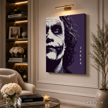 The Dark Knight Joker Wall Art – Heath Ledger Minimalist Premium Wrapped MDF Wall Decor | IBRELIA™