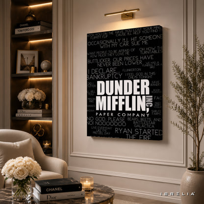 The Office Dunder Mifflin Typography Wall Art – Iconic Quotes & Minimalist TV Series Decor 4K Wrapped MDF Frame | IBRELIA™