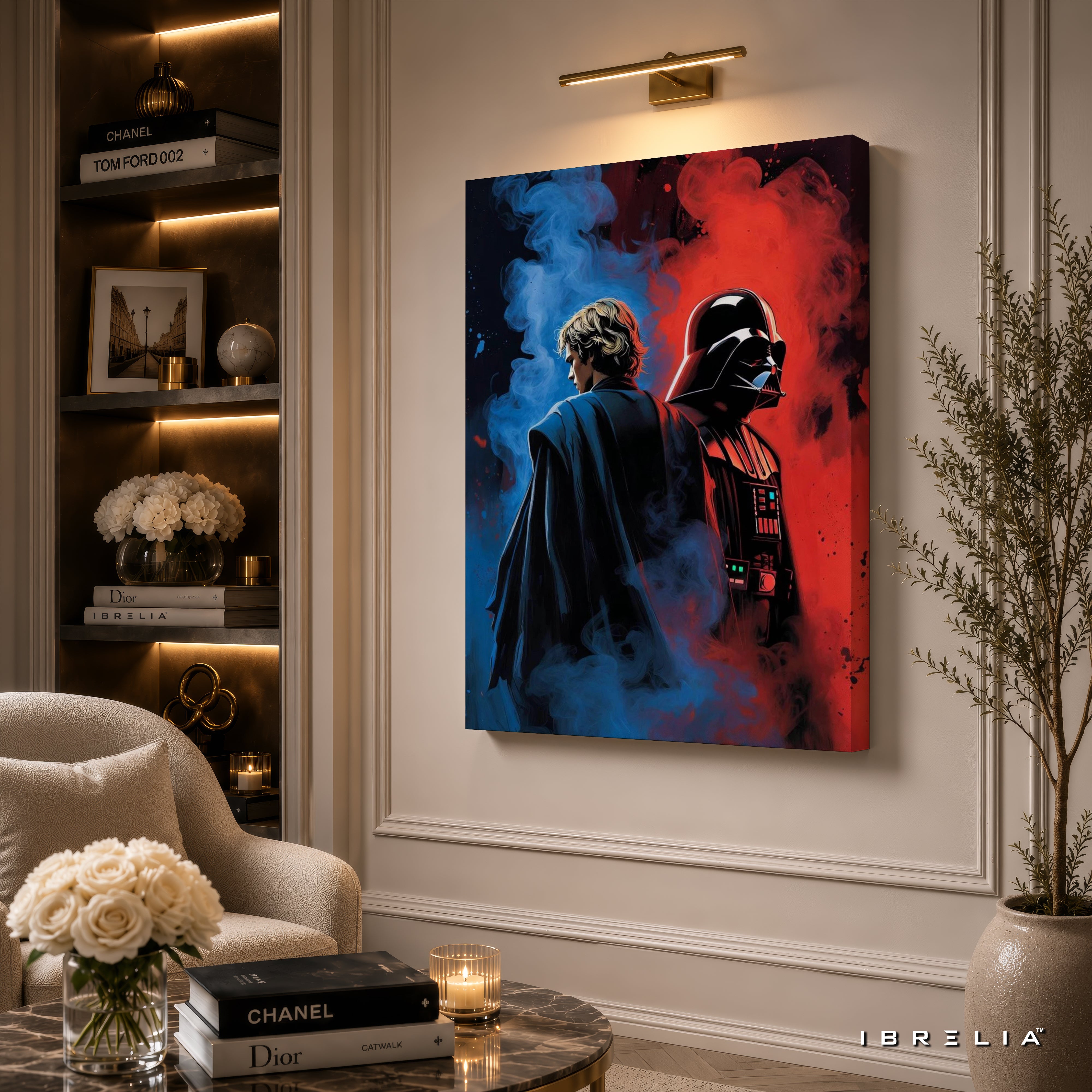 Luke Skywalker & Darth Vader Premium Canvas Wall Art – Light vs Dark Star Wars Artwork | Sci-Fi Movie Decor | IBRELIA™