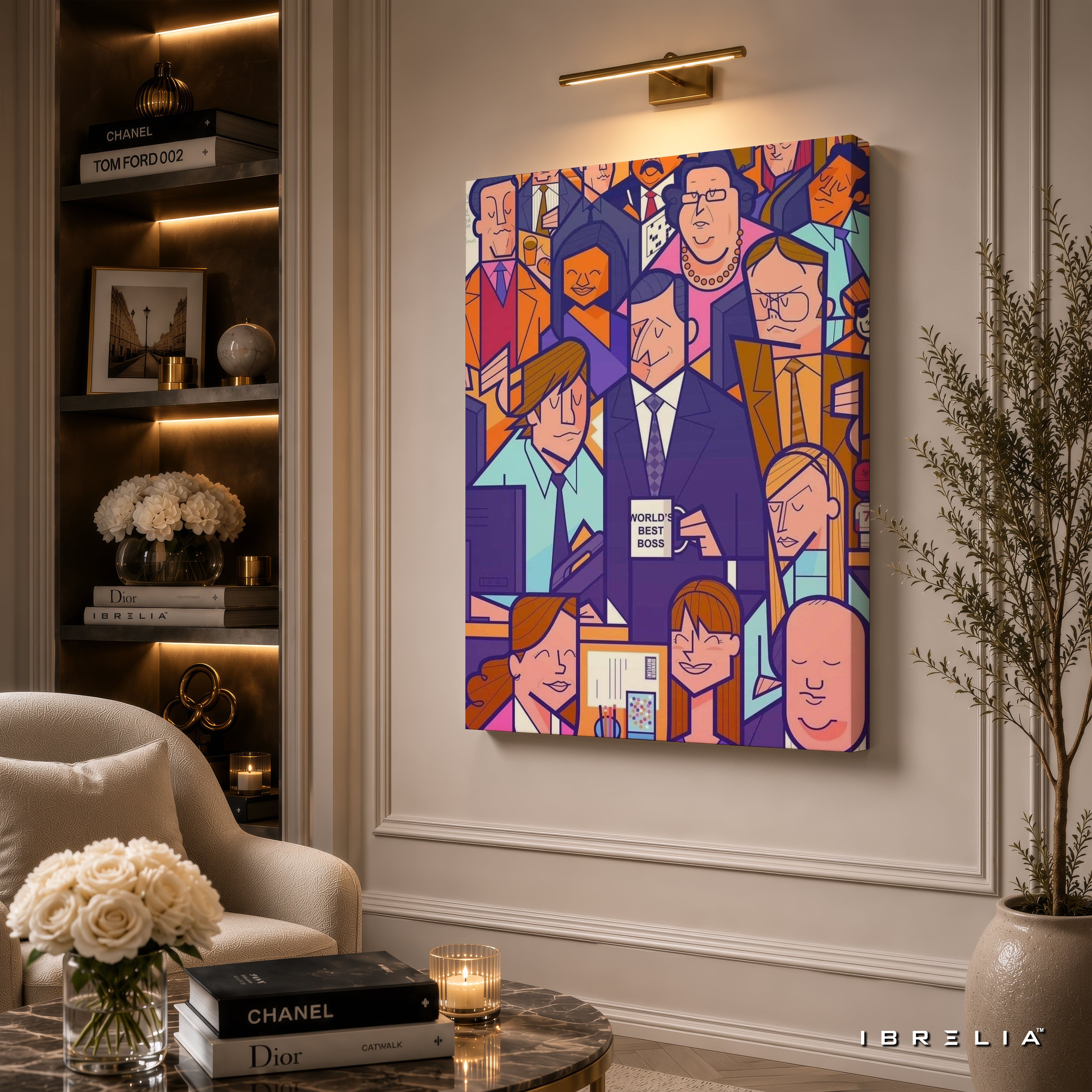 The Office Geometric Character Wall Art – Modern Abstract Dunder Mifflin Art 4K Wrapped MDF Frame | IBRELIA™