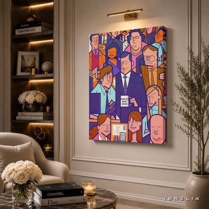 The Office Geometric Character Wall Art – Modern Abstract Dunder Mifflin Art 4K Wrapped MDF Frame | IBRELIA™
