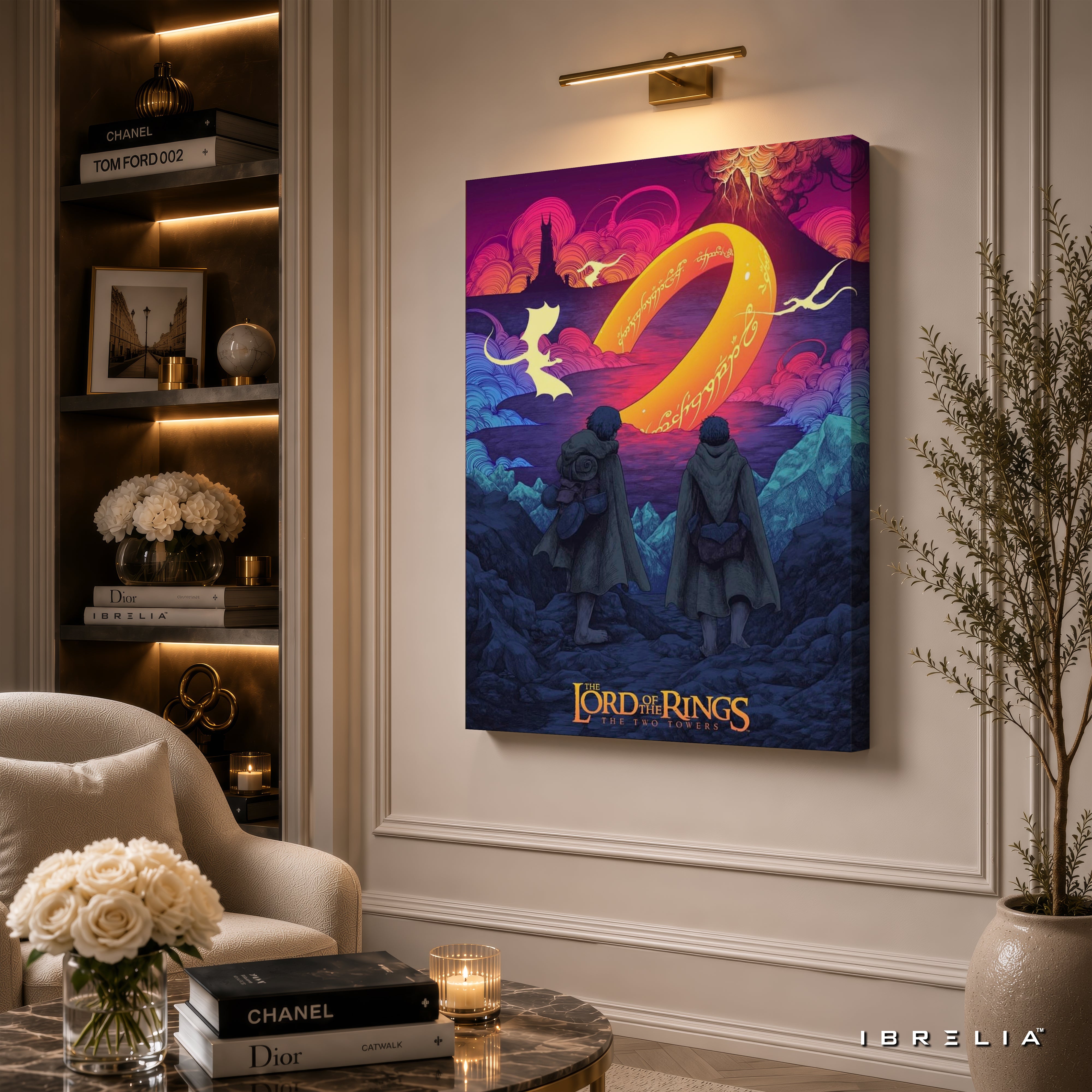 The Lord of the Rings: The Two Towers Premium Canvas Wall Art – Vibrant Fantasy Movie Artwork | One Ring Middle-earth Decor | IBRELIA™