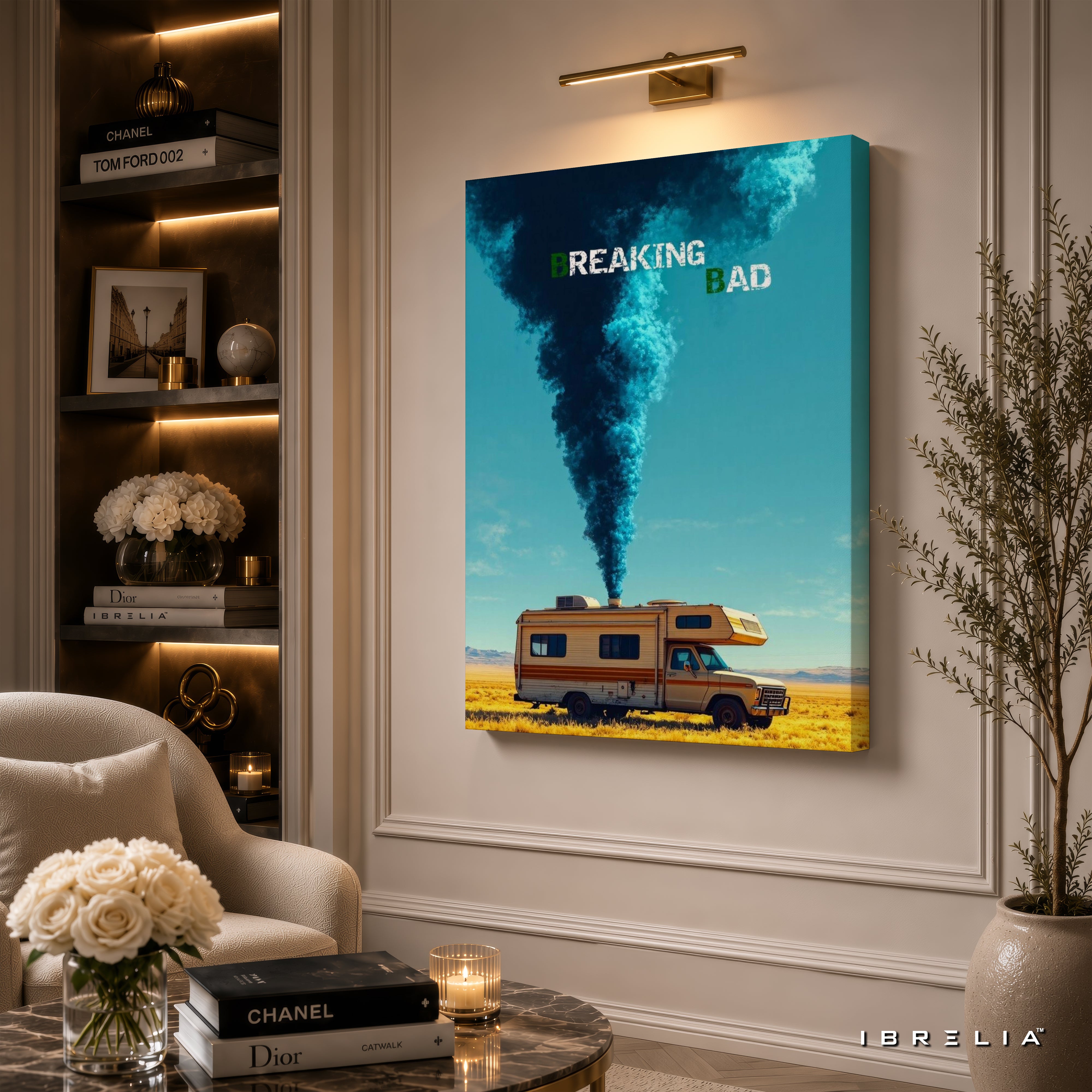 Breaking Bad RV Canvas Wall Art – Breaking Bad Desert RV Canvas Print | Heisenberg TV Series Wall Decor | IBRELIA™