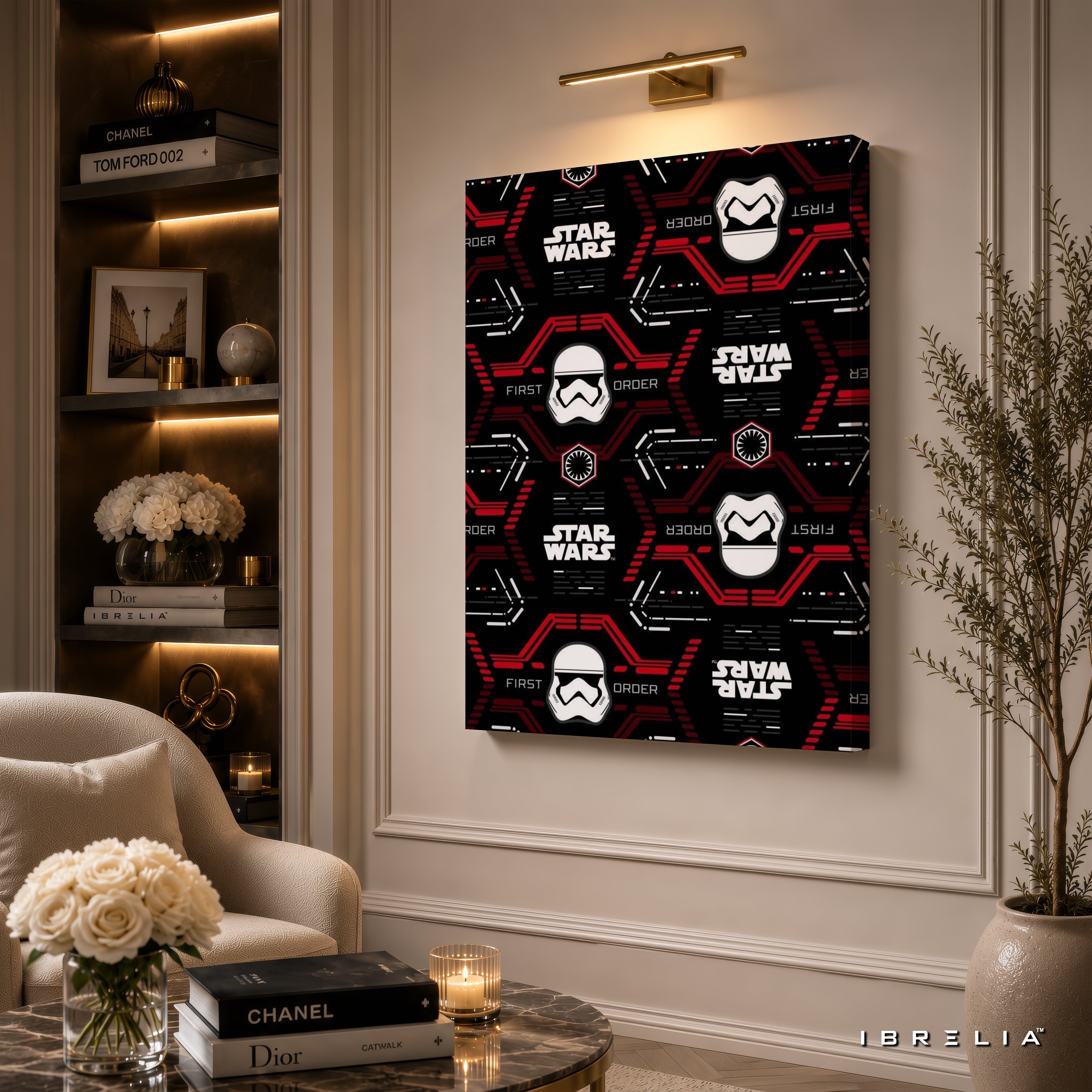 Star Wars First Order Pattern Premium Canvas Wall Art – Stormtrooper Minimalist Poster | Sci-Fi Movie Decor | IBRELIA™